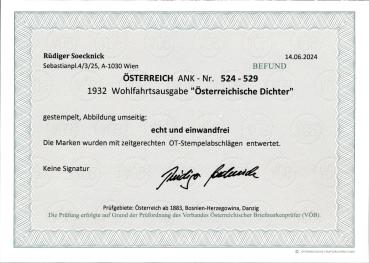 ANK 0524-0529 "Austrian Poets"